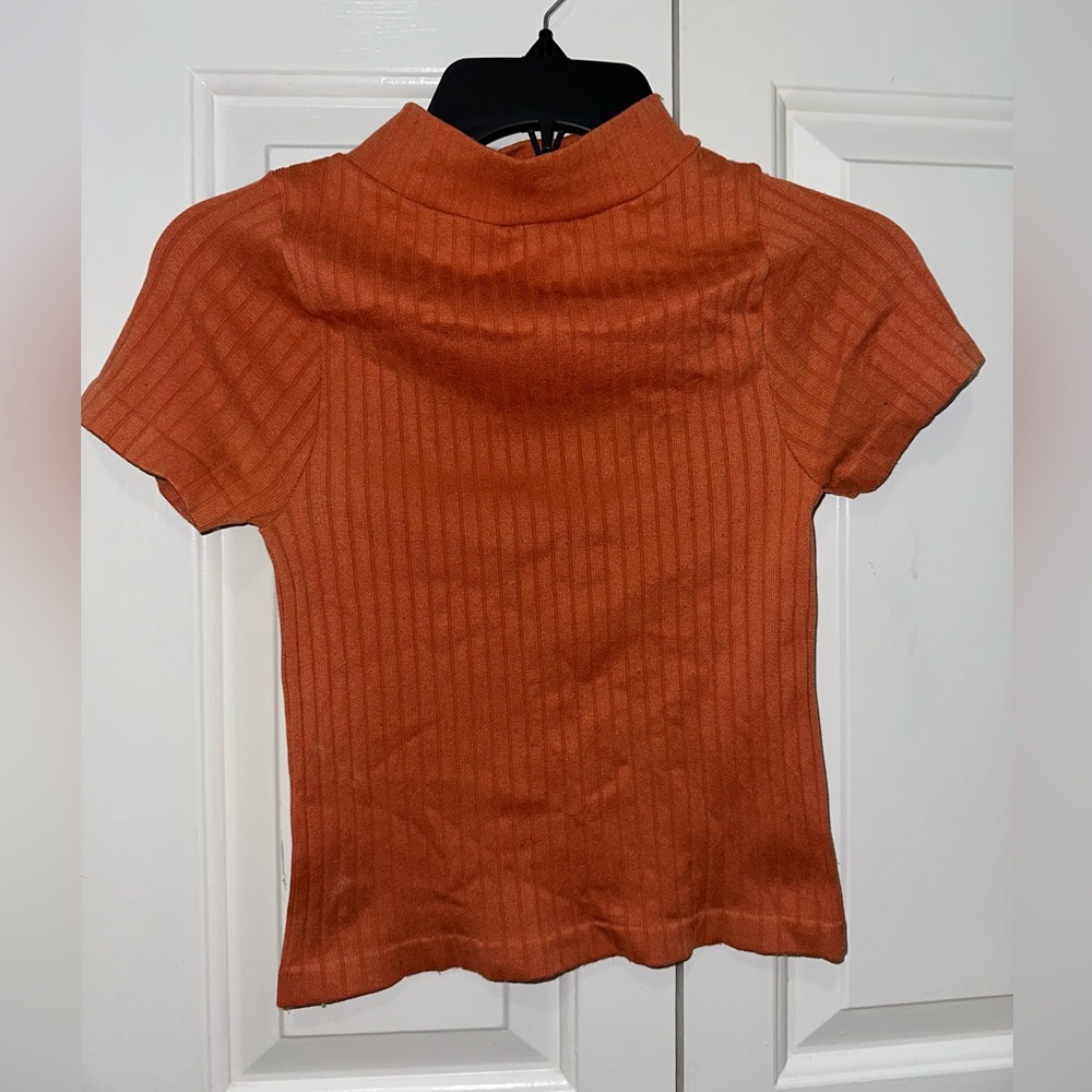 Rust Ribbed Women's Blouse - Picture 1 of 3